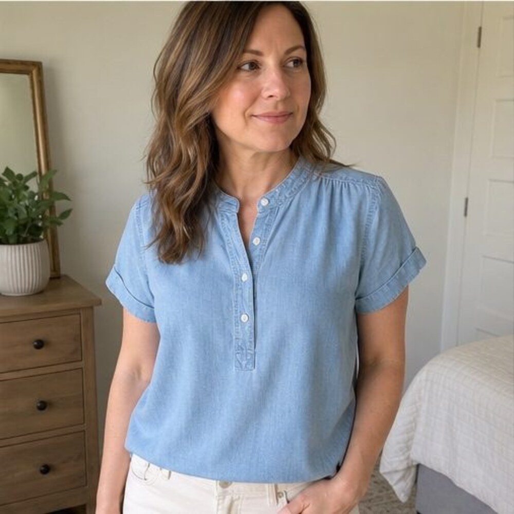 Emerald Button Blouse - Picture 2 of 6